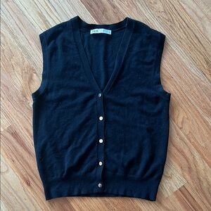 Zara Black Sleeveless Cardigan with Gold Buttons